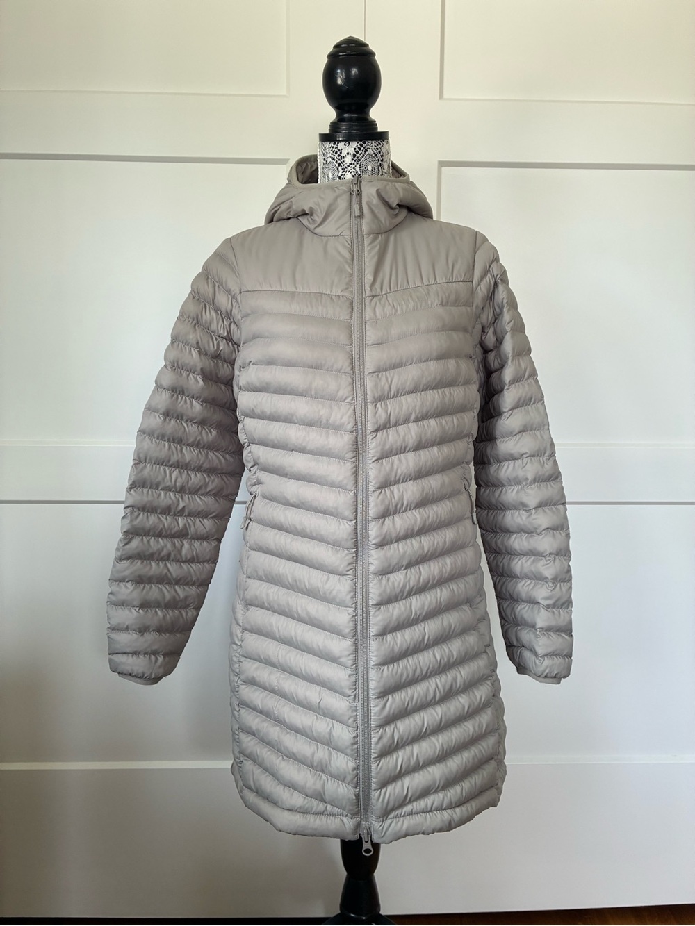 Helly Hansen Light Grey Hooded Long Puffer Coat